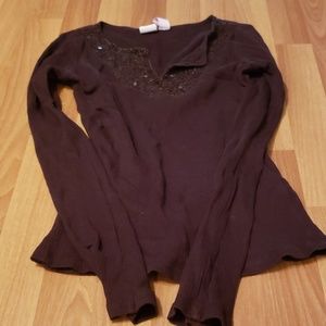 Brown beaded long sleeve